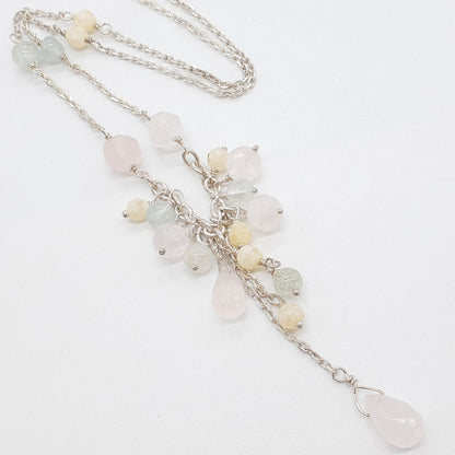 Agete silver necklace featuring a Cauldron stone pendant on a 37 cm adjustable chain