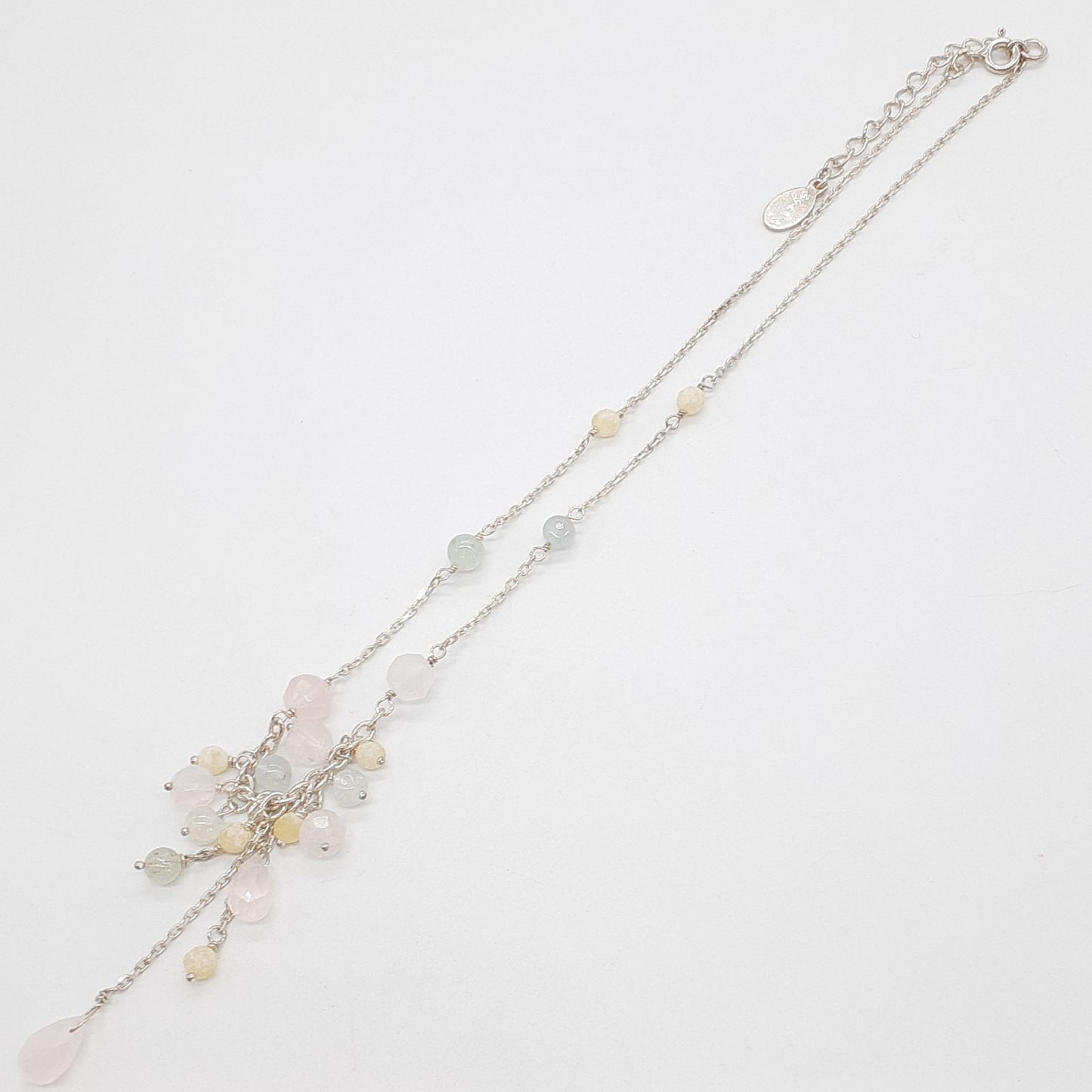 Agete silver necklace featuring a Cauldron stone pendant on a 37 cm adjustable chain