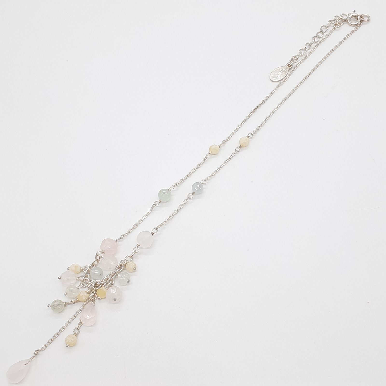 Agete silver necklace featuring a Cauldron stone pendant on a 37 cm adjustable chain