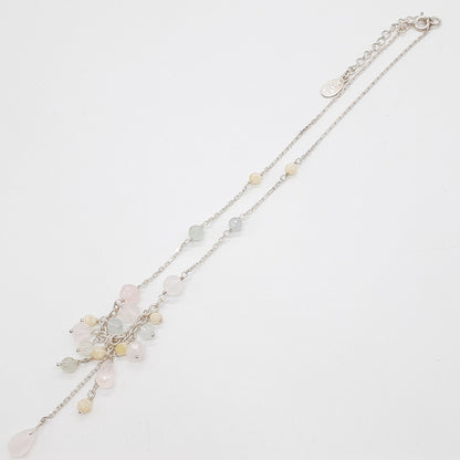 Agete silver necklace featuring a Cauldron stone pendant on a 37 cm adjustable chain