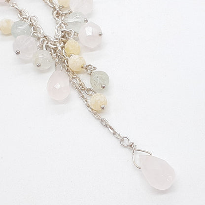 Agete silver necklace featuring a Cauldron stone pendant on a 37 cm adjustable chain