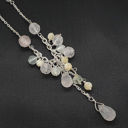 Agete silver necklace featuring a Cauldron stone pendant on a 37 cm adjustable chain