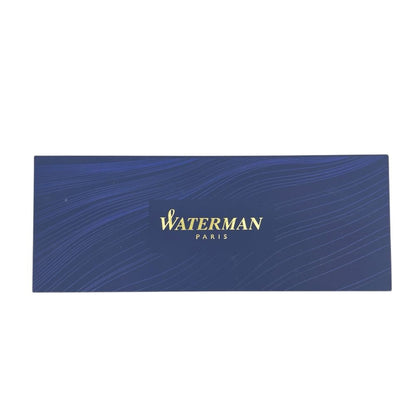Waterman Expert Fountain Pen with a 14 cm length, sleek black body, and silver accents shown on white background