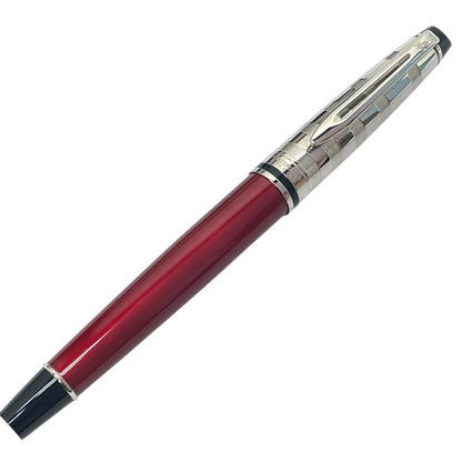 Waterman Expert Fountain Pen with a 14 cm length, sleek black body, and silver accents shown on white background