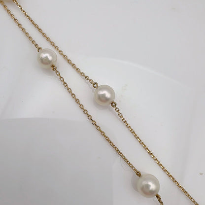 MIKIMOTO Station Pearl Necklace K14 with 6.2-6.4mm pearls and 42cm length displayed on white background