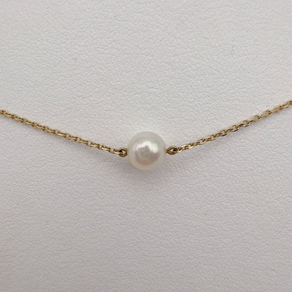 MIKIMOTO Station Pearl Necklace K14 with 6.2-6.4mm pearls and 42cm length displayed on white background