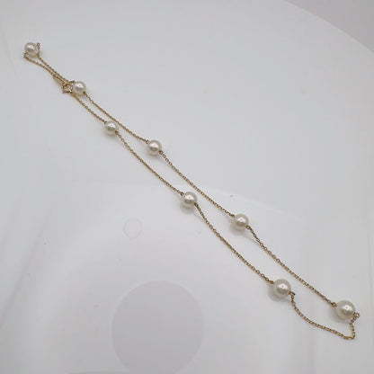 MIKIMOTO Station Pearl Necklace K14 with 6.2-6.4mm pearls and 42cm length displayed on white background