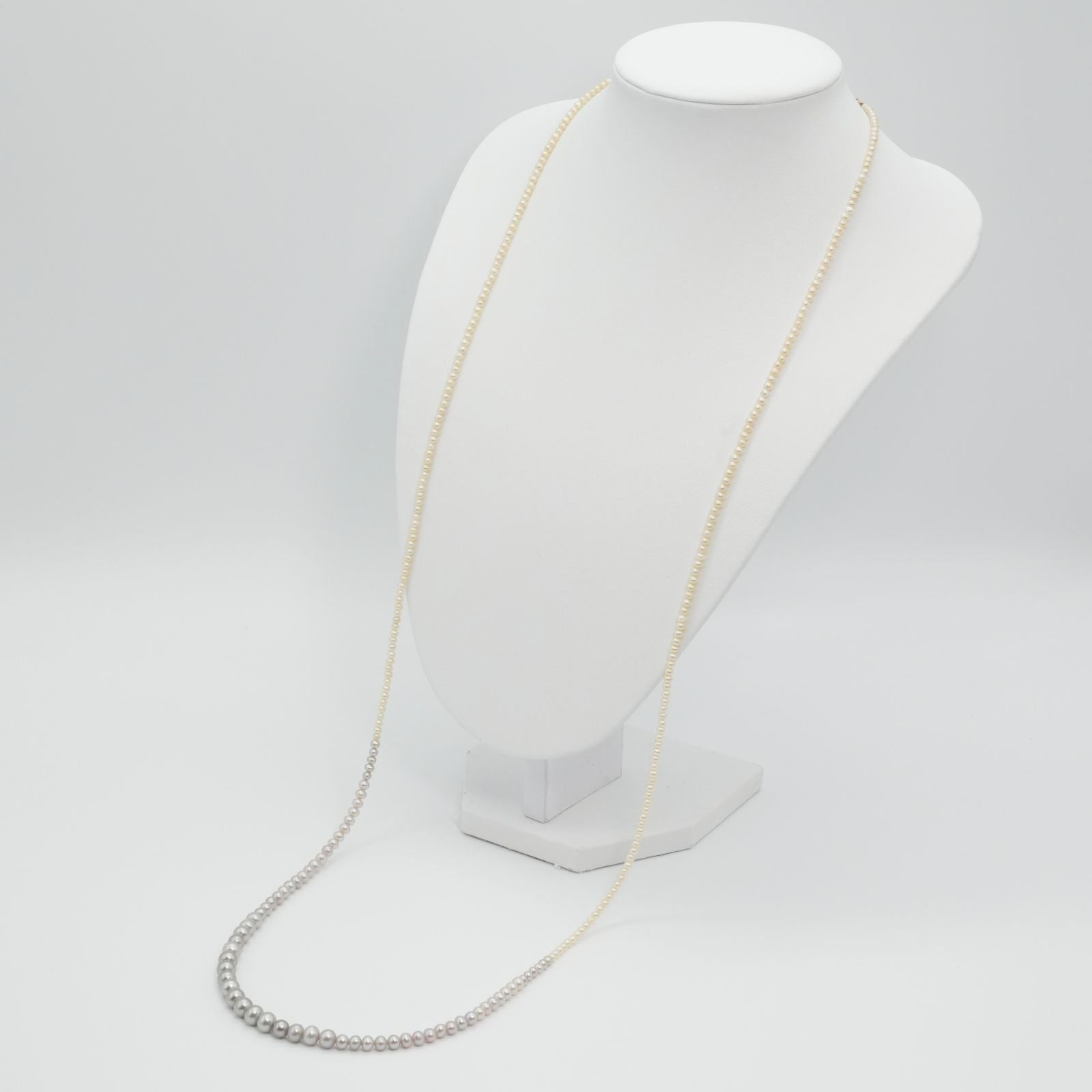 Agete K10 Pearl Long Necklace 25-2801 featuring delicate pearl accents on a fine gold chain