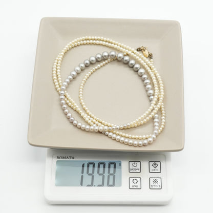 Agete K10 Pearl Long Necklace 25-2801 featuring delicate pearl accents on a fine gold chain