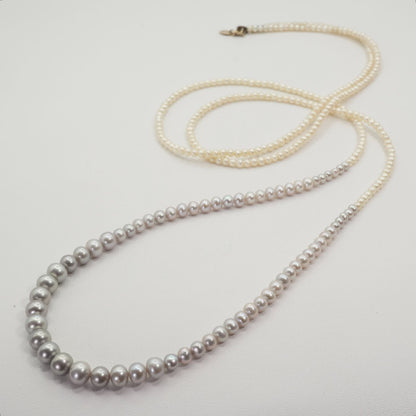 Agete K10 Pearl Long Necklace 25-2801 featuring delicate pearl accents on a fine gold chain