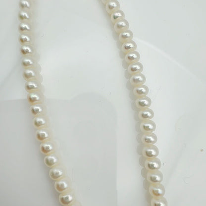 MIKIMOTO freshwater pearl necklace with 3x5mm pearls and K18 gold clasp measuring 42cm in length