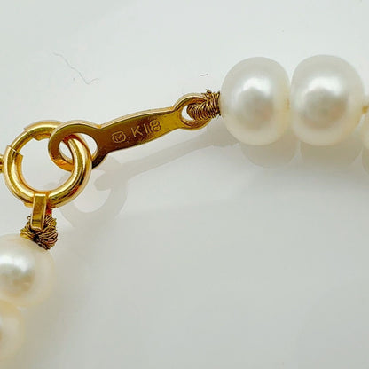 MIKIMOTO freshwater pearl necklace with 3x5mm pearls and K18 gold clasp measuring 42cm in length