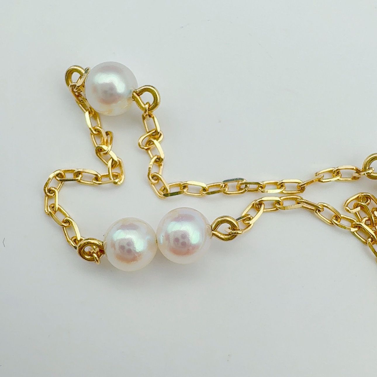 Mikimoto Station Pearl Necklace k18 featuring 3.8-4mm pearls on a 40cm gold chain