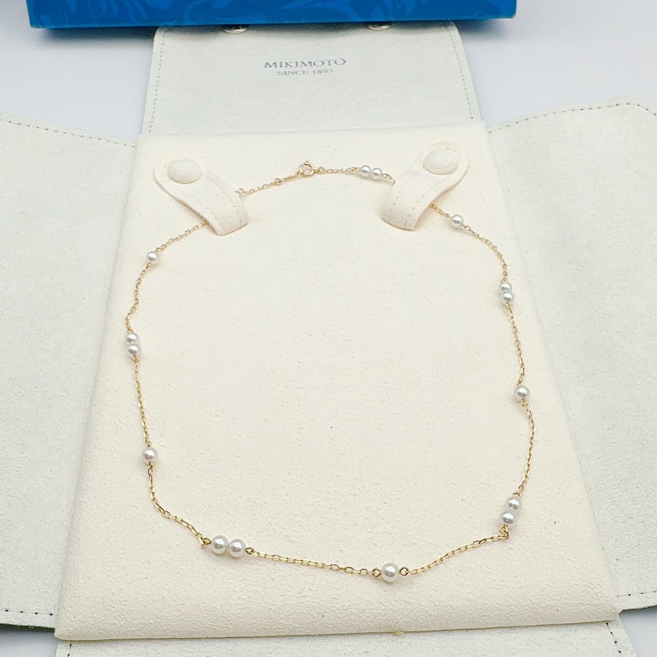 Mikimoto Station Pearl Necklace k18 featuring 3.8-4mm pearls on a 40cm gold chain