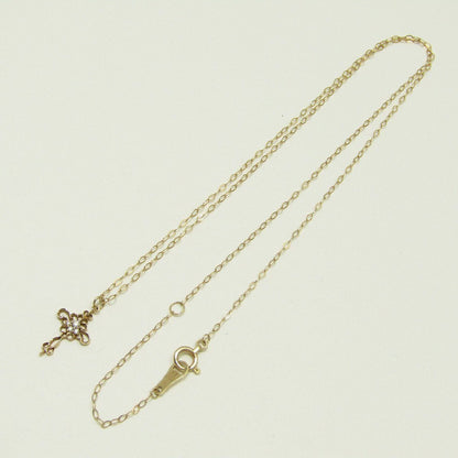 Agete pink gold K10 diamond pendant necklace with 45cm chain length weighing 0.8g