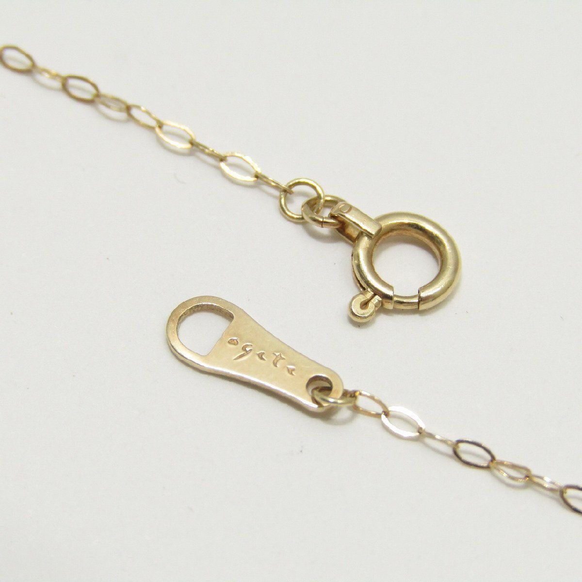 Agete pink gold K10 diamond pendant necklace with 45cm chain length weighing 0.8g