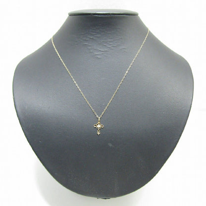 Agete pink gold K10 diamond pendant necklace with 45cm chain length weighing 0.8g