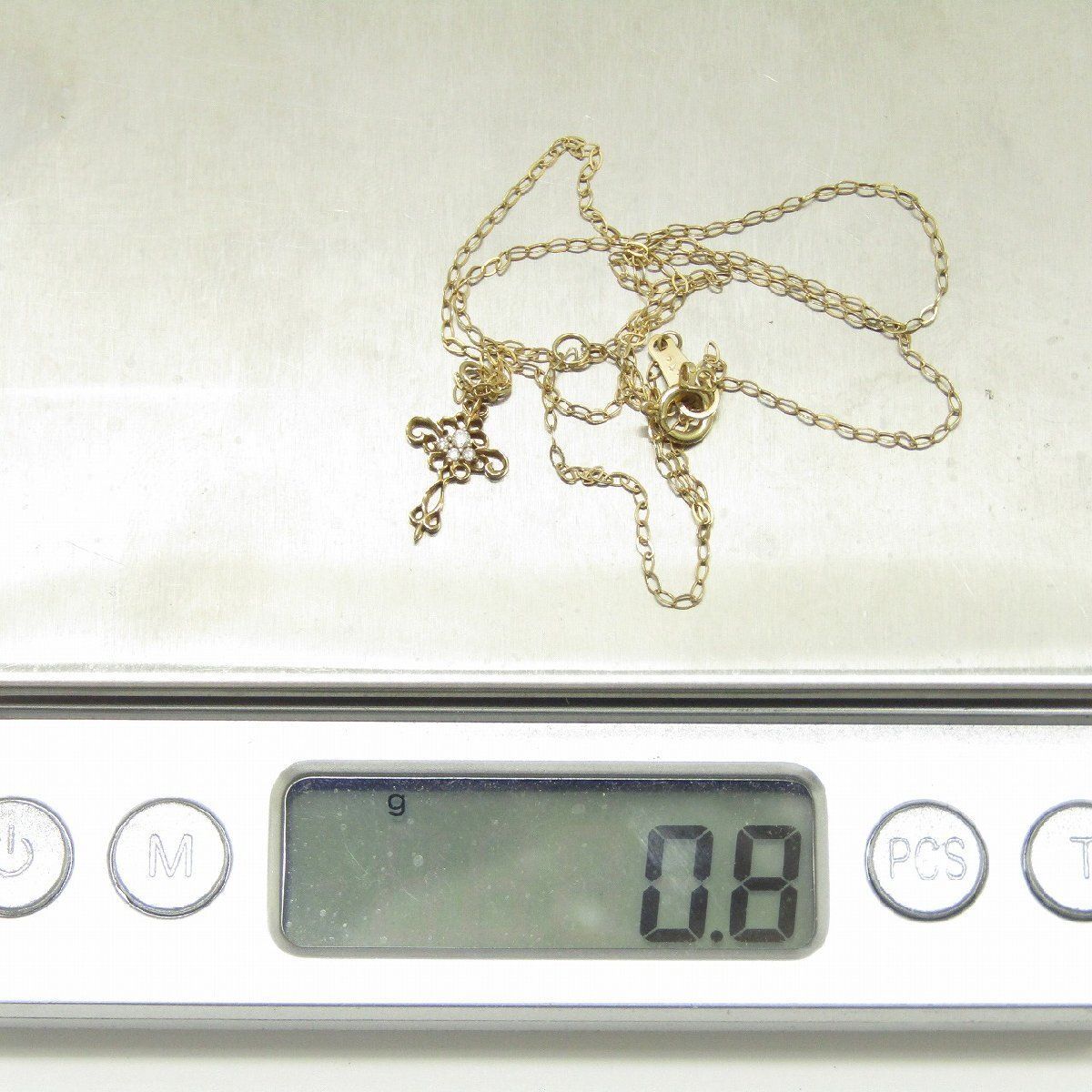 Agete pink gold K10 diamond pendant necklace with 45cm chain length weighing 0.8g