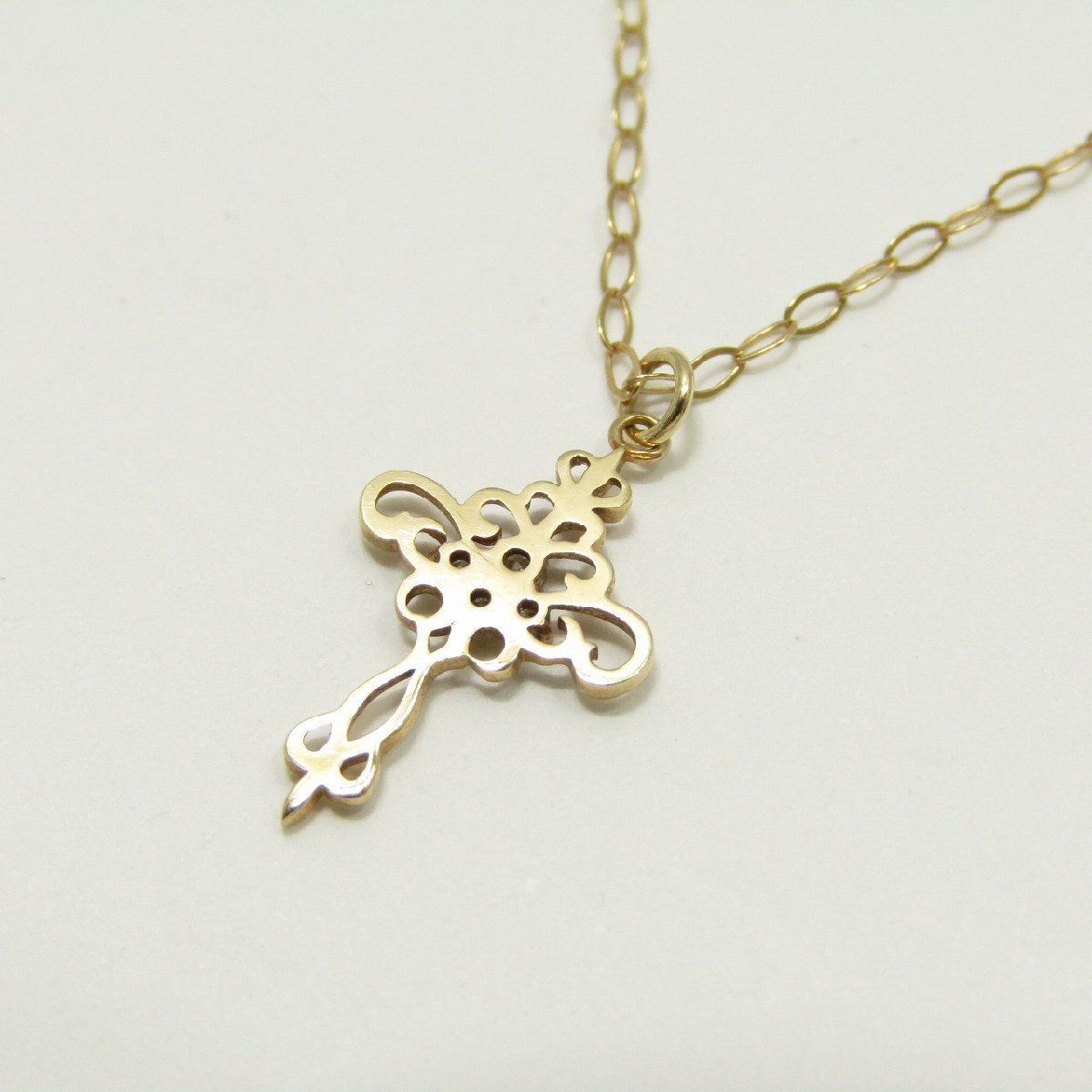 Agete pink gold K10 diamond pendant necklace with 45cm chain length weighing 0.8g