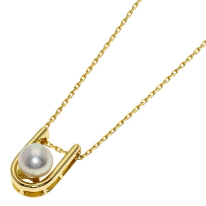 MIKIMOTO ladies pearl necklace with 6mm pearls, gold K18YG chain, 37.5cm length, elegant gold tone