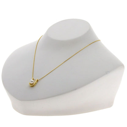 MIKIMOTO ladies pearl necklace with 6mm pearls, gold K18YG chain, 37.5cm length, elegant gold tone