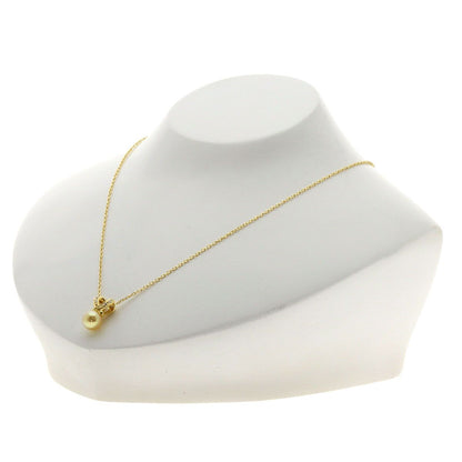Mikimoto Pearl Diamond Heart Motif Necklace in K18 Yellow Gold with 7.5mm pearl and diamond detail