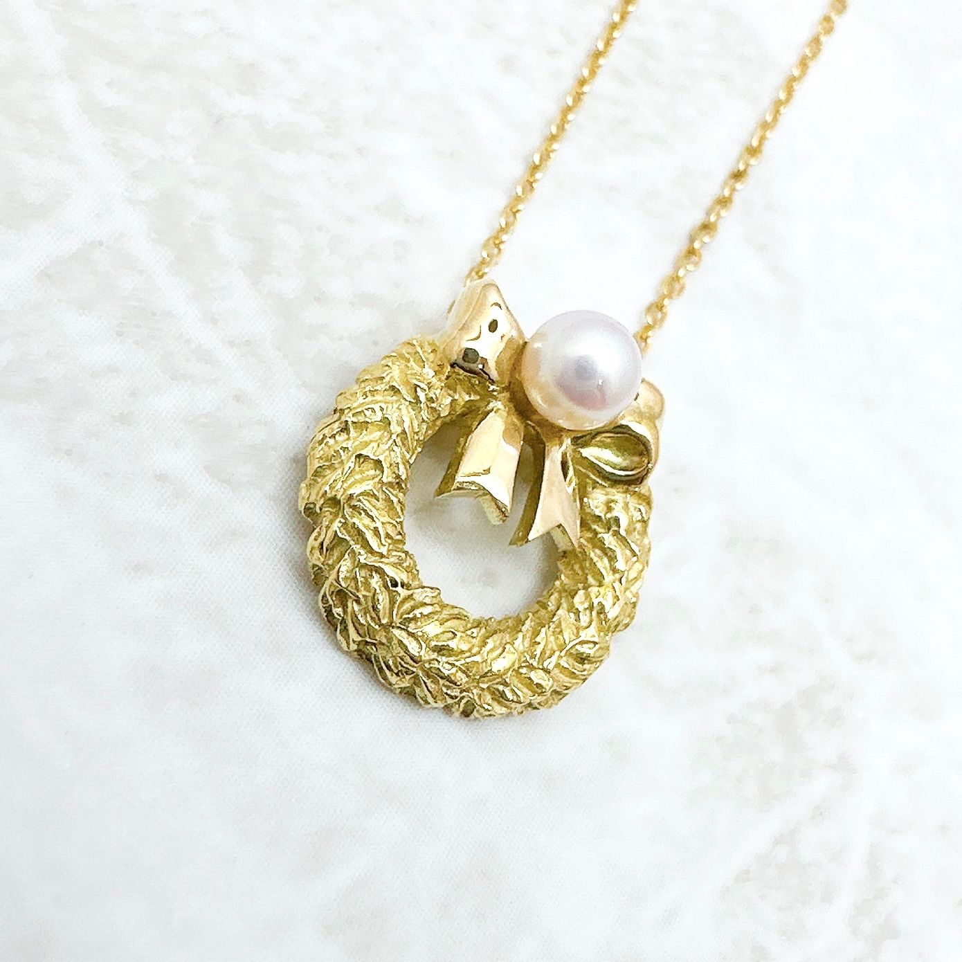TASAKI yellow gold necklace with 3.9mm pearl pendant, about 40cm length