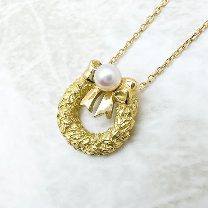 TASAKI yellow gold necklace with 3.9mm pearl pendant, about 40cm length
