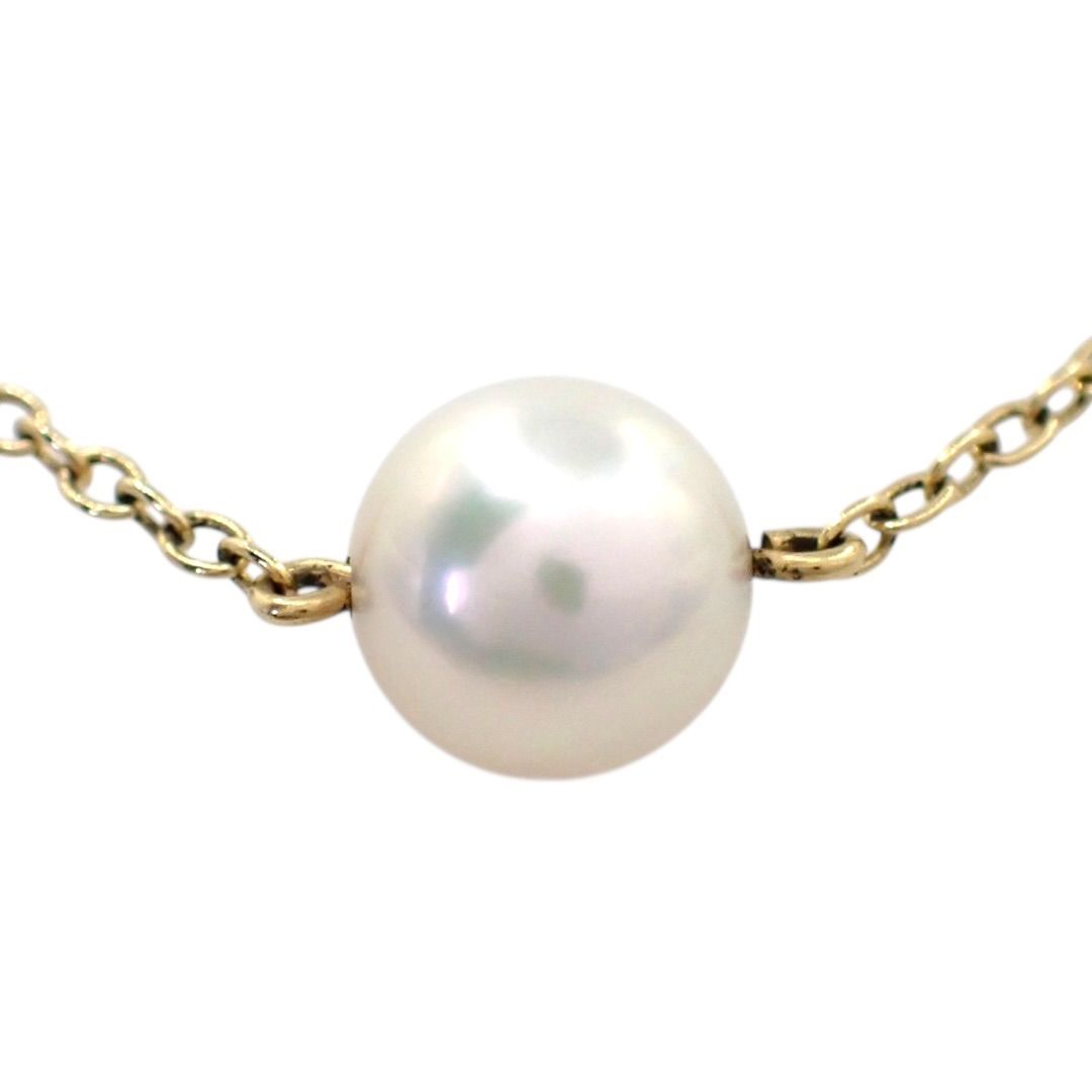 Mikimoto 6.6mm Akoya pearl necklace pendant with a 35cm yellow gold chain and natural pink pearl