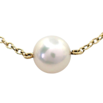 Mikimoto 6.6mm Akoya pearl necklace pendant with a 35cm yellow gold chain and natural pink pearl