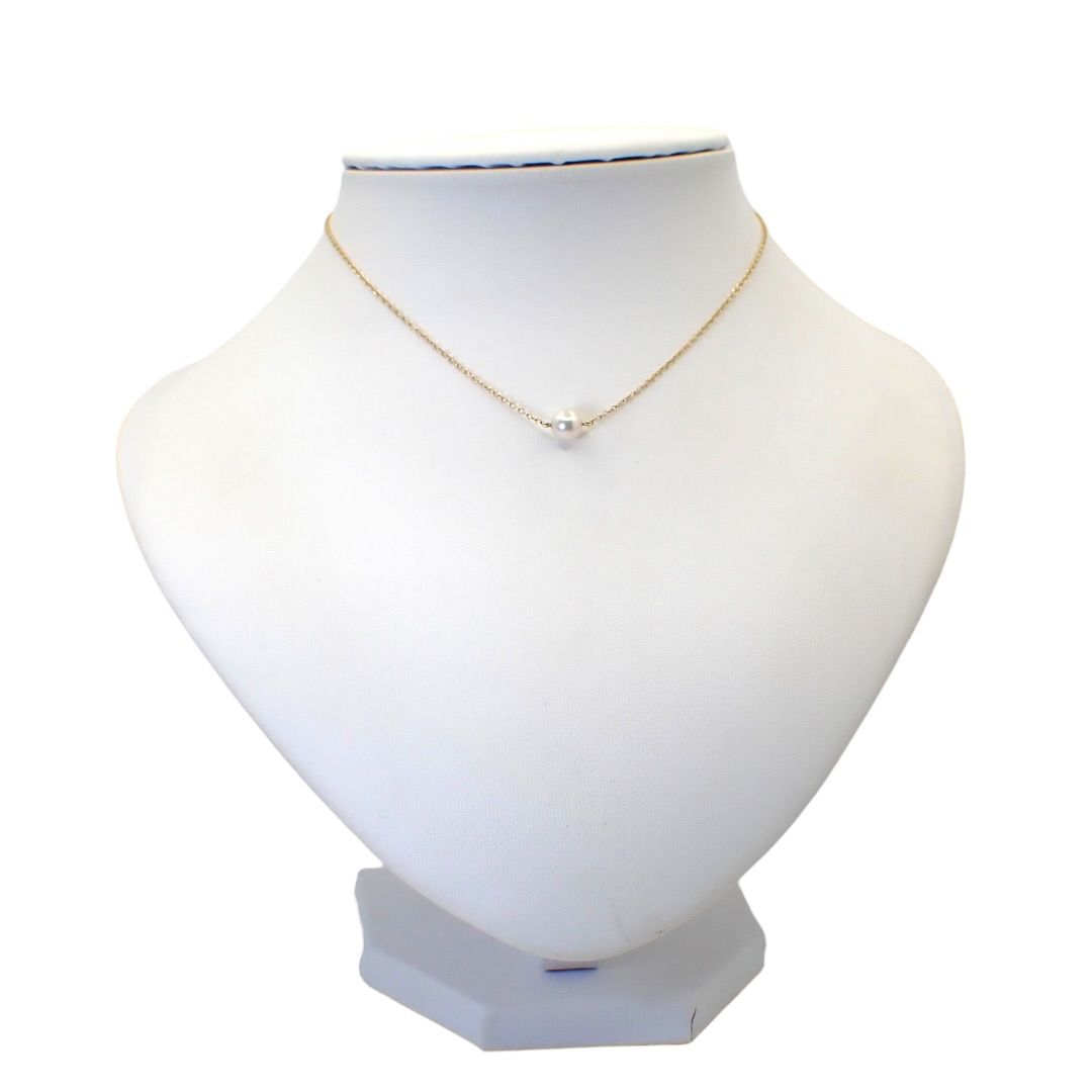 Mikimoto 6.6mm Akoya pearl necklace pendant with a 35cm yellow gold chain and natural pink pearl