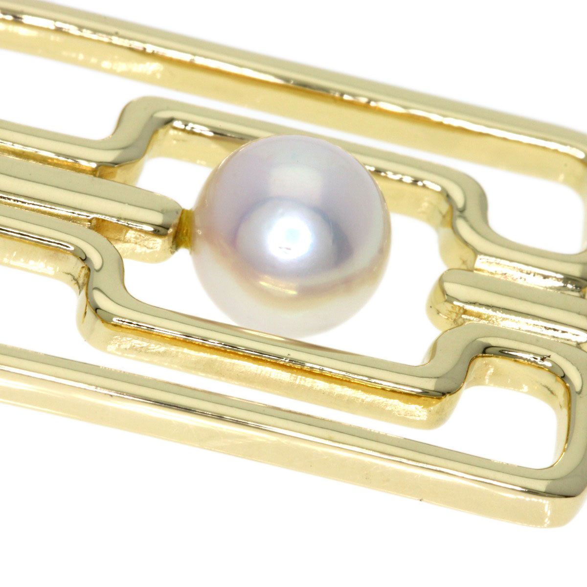 MIKIMOTO ladies pearl pendant top made of K14 yellow gold, used, size approximately 29.3 x 19.2 x 7.1 mm