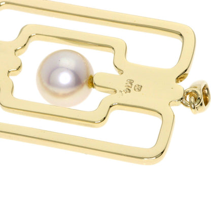 MIKIMOTO ladies pearl pendant top made of K14 yellow gold, used, size approximately 29.3 x 19.2 x 7.1 mm