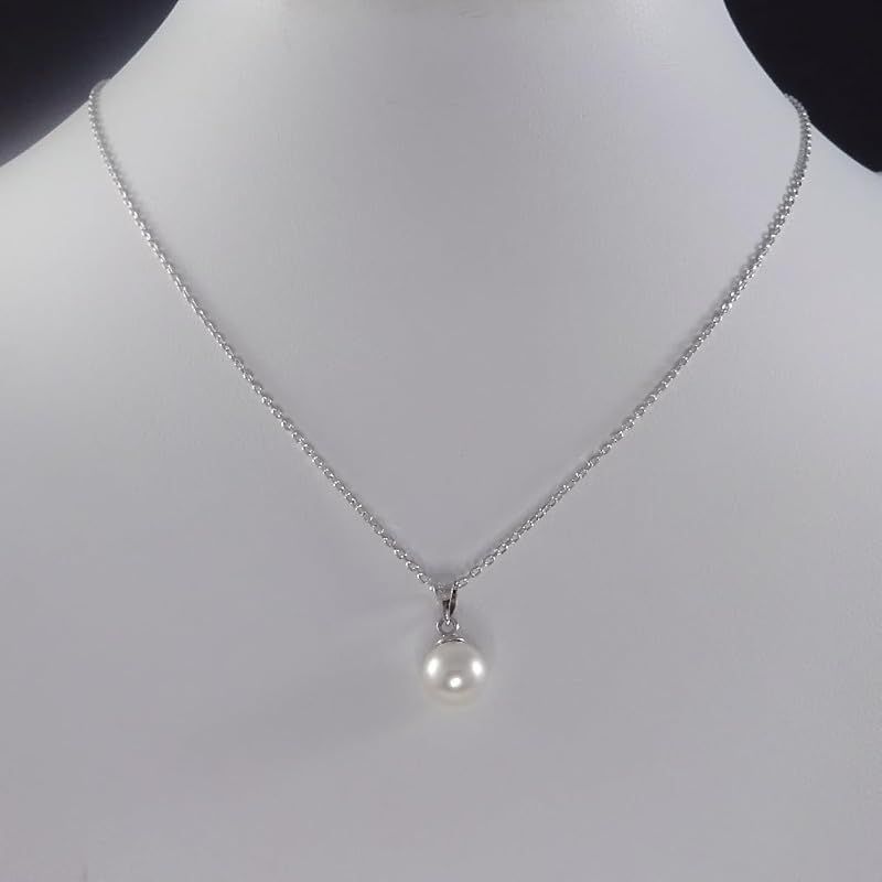 Akoya genuine pearl pendant necklace with 8mm pearl and SILVER925 chain 45cm