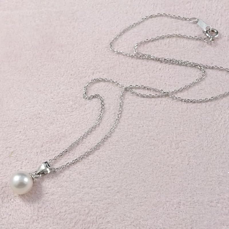 Akoya genuine pearl pendant necklace with 8mm pearl and SILVER925 chain 45cm