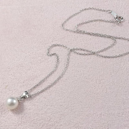 Akoya genuine pearl pendant necklace with 8mm pearl and SILVER925 chain 45cm