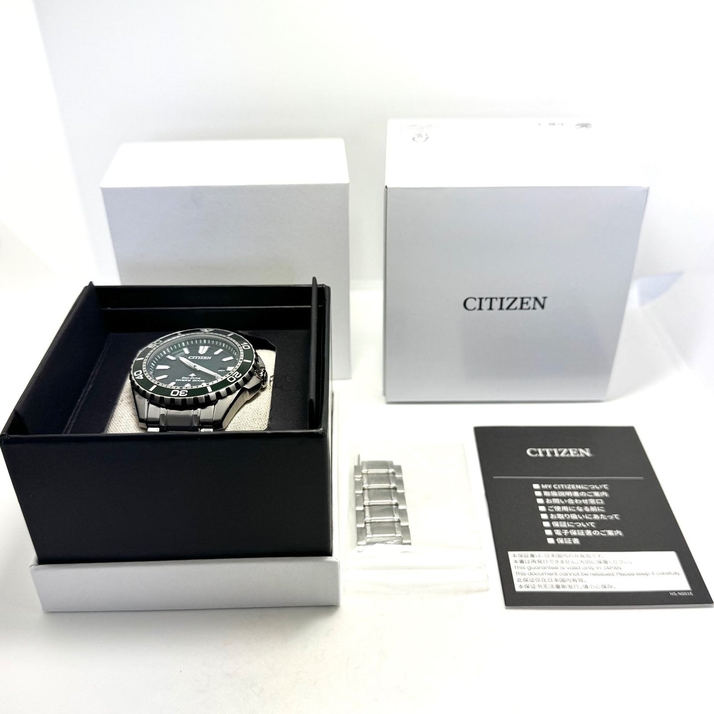 Citizen Promaster Diver BN0156-13W Eco-Drive green dial watch with stainless steel case and date display
