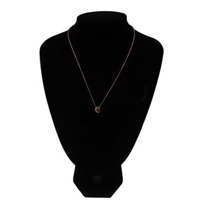 Agete pink gold necklace with 0.05ct diamonds featuring hollow moon and star motifs
