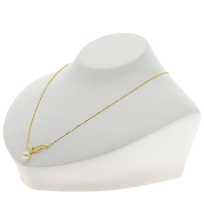 Mikimoto ladies necklace with 7.2mm pearl and diamond set in K18 yellow gold with 42cm chain