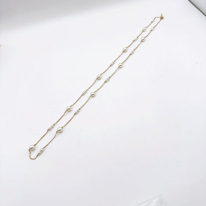 Mikimoto station pearl necklace with 3.7-6.4mm pearls on a 67cm K14 chain weighing 7.4g