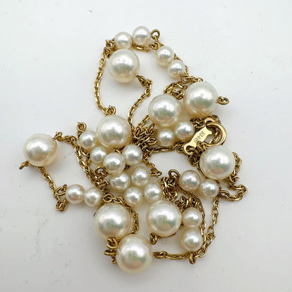 Mikimoto station pearl necklace with 3.7-6.4mm pearls on a 67cm K14 chain weighing 7.4g