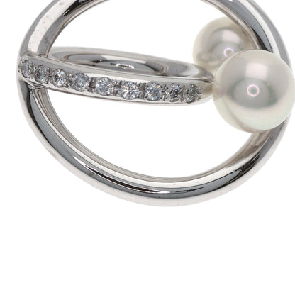 MIKIMOTO pearl and diamond pendant top in white gold K18WG, size approximately 19.8 x 18 x 13.1 mm