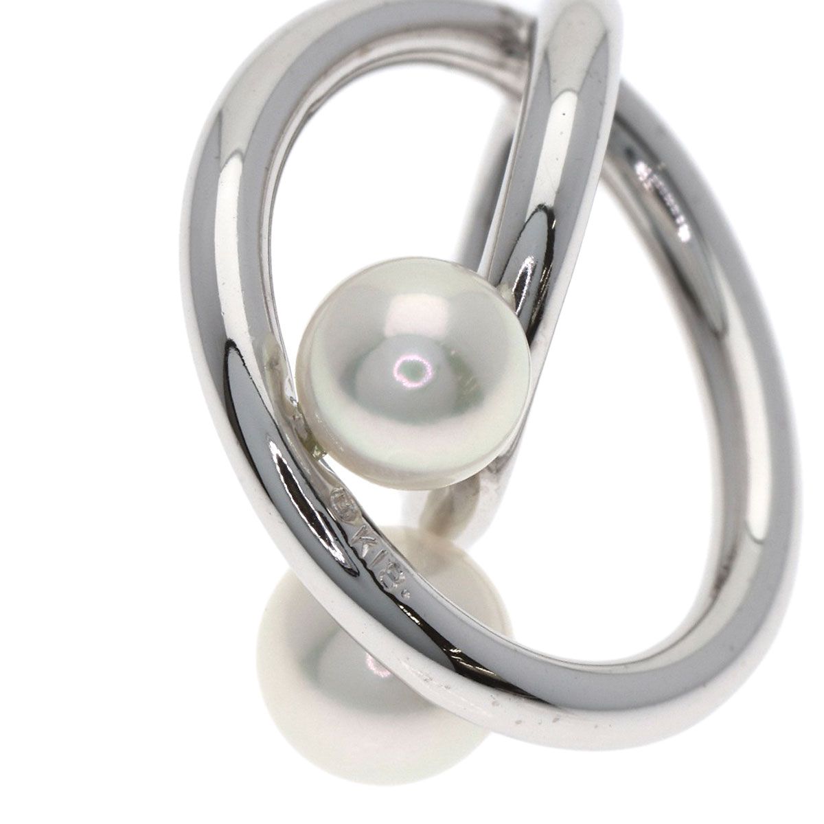 MIKIMOTO pearl and diamond pendant top in white gold K18WG, size approximately 19.8 x 18 x 13.1 mm