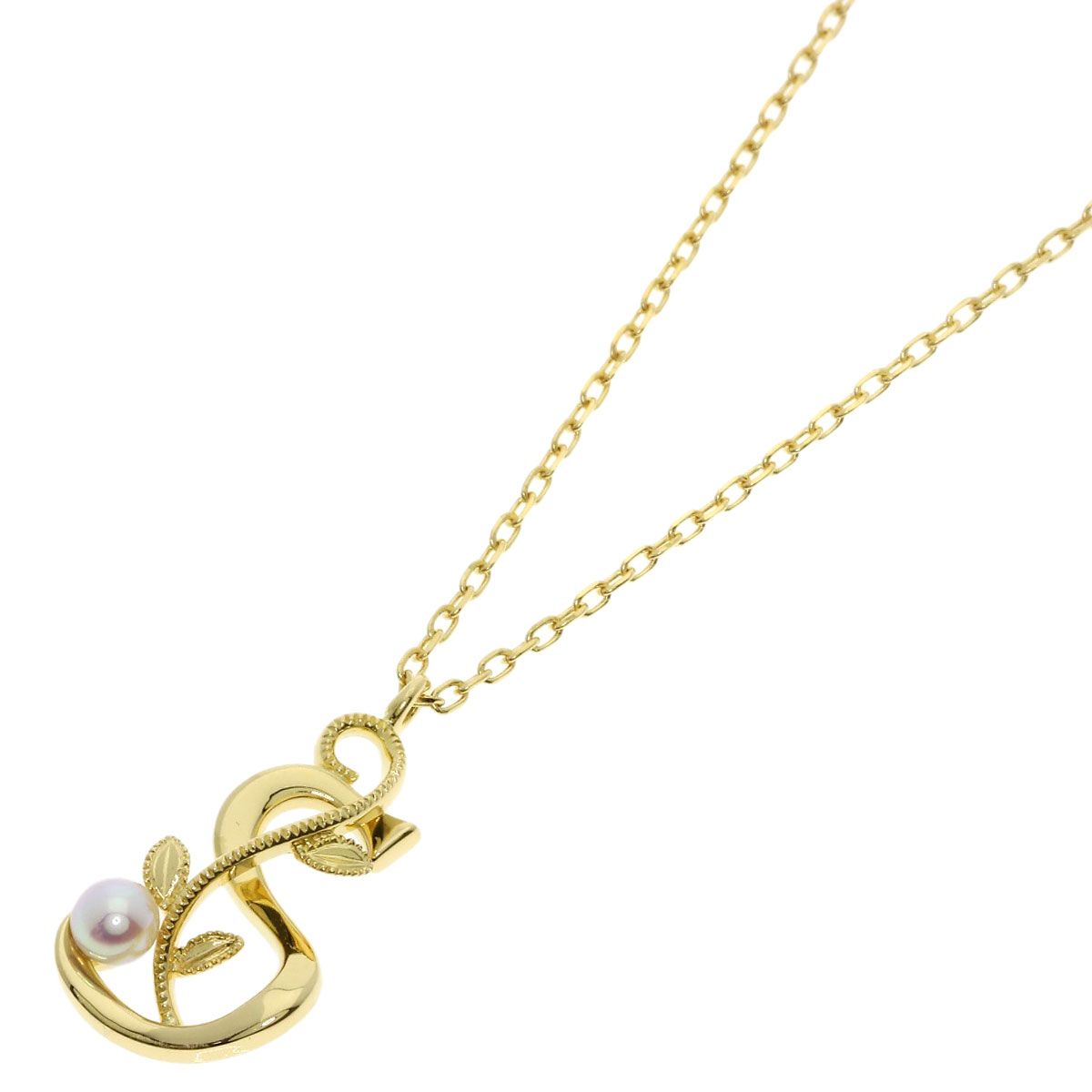 MIKIMOTO womens pearl necklace in K18YG gold with 3.3mm pearl and 43cm chain, used condition