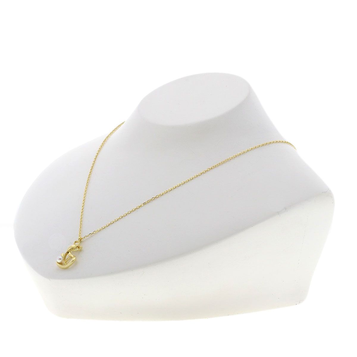 MIKIMOTO womens pearl necklace in K18YG gold with 3.3mm pearl and 43cm chain, used condition