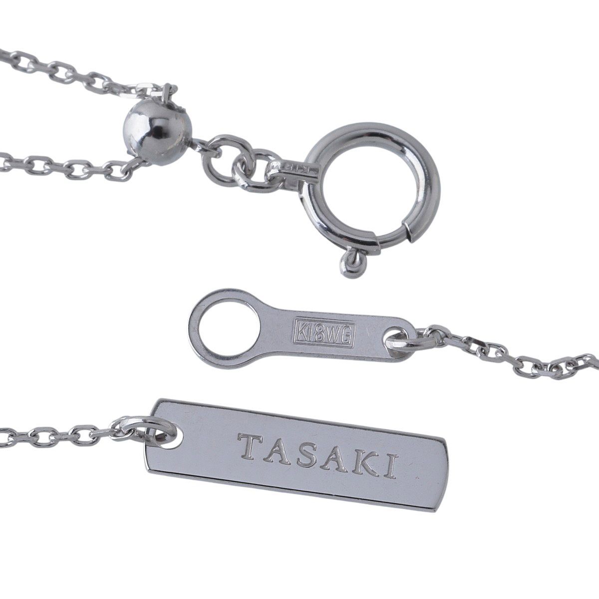 Tasaki Lumino garnet necklace in 18K white gold with 55cm chain and 13mm garnet pendant
