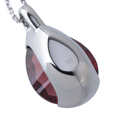 Tasaki Lumino garnet necklace in 18K white gold with 55cm chain and 13mm garnet pendant
