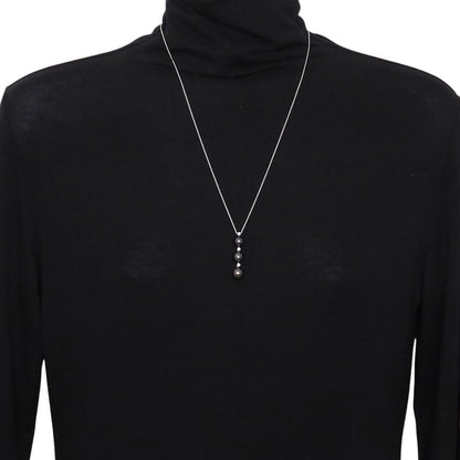 Mikimoto necklace with black South Sea pearls and diamonds set in 18K white gold, 55 cm length