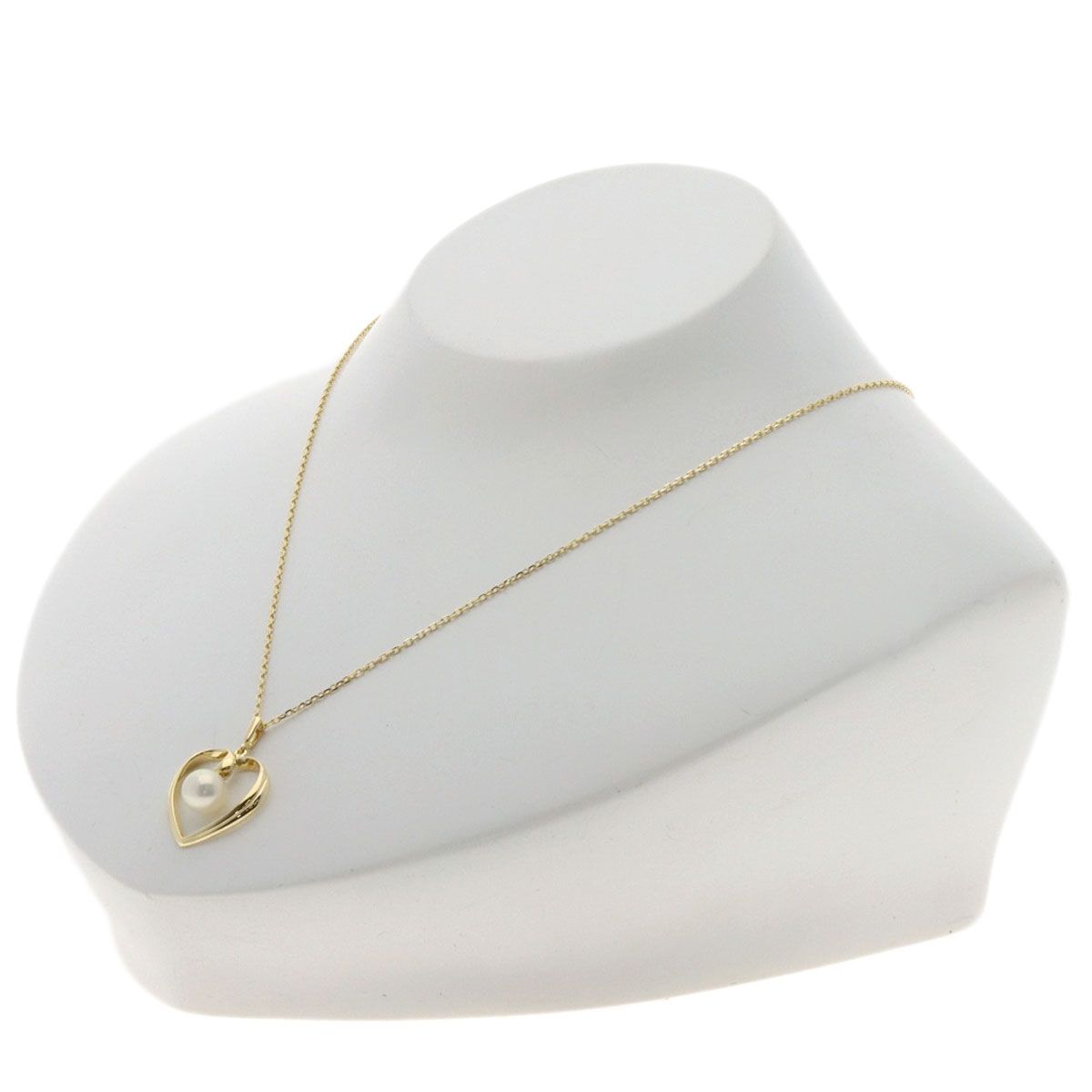 MIKIMOTO Heart Pearl Necklace for women with 7.1mm pearl on 39.5cm K14YG gold chain
