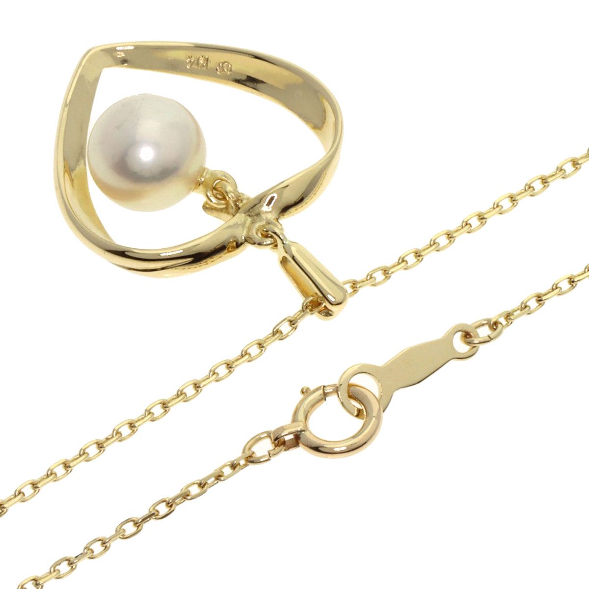 MIKIMOTO Heart Pearl Necklace for women with 7.1mm pearl on 39.5cm K14YG gold chain